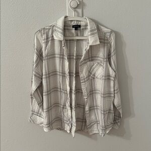 Well Worn Gray and White Plaid Shirt